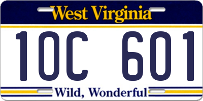 WV license plate 1OC601