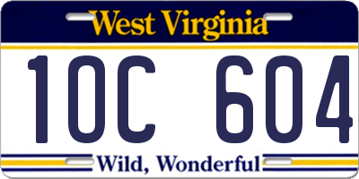 WV license plate 1OC604