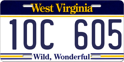 WV license plate 1OC605