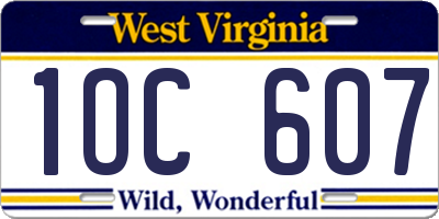 WV license plate 1OC607