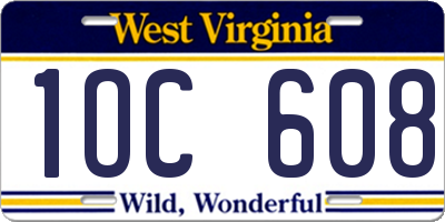 WV license plate 1OC608
