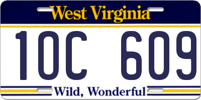 WV license plate 1OC609
