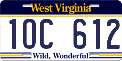 WV license plate 1OC612