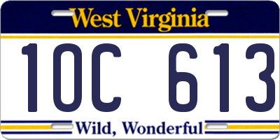 WV license plate 1OC613