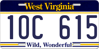 WV license plate 1OC615