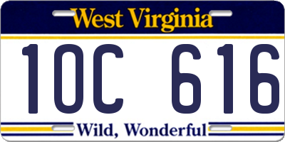 WV license plate 1OC616