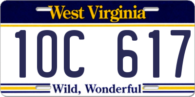 WV license plate 1OC617