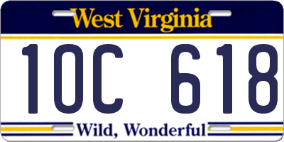 WV license plate 1OC618