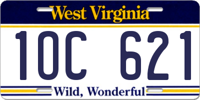 WV license plate 1OC621
