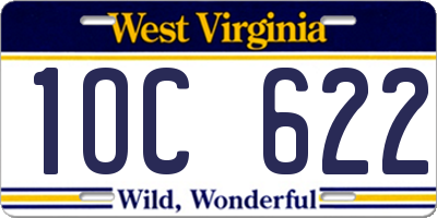 WV license plate 1OC622