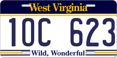 WV license plate 1OC623