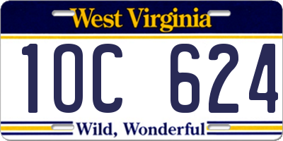 WV license plate 1OC624