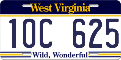 WV license plate 1OC625
