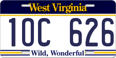 WV license plate 1OC626