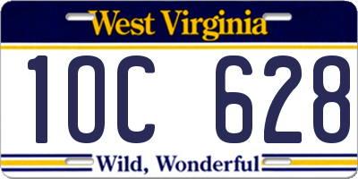 WV license plate 1OC628