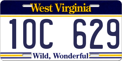 WV license plate 1OC629