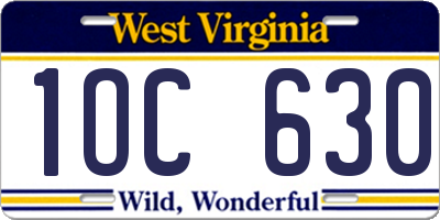 WV license plate 1OC630