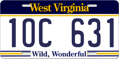 WV license plate 1OC631