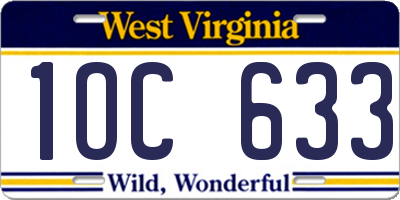 WV license plate 1OC633
