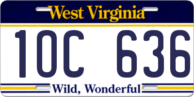 WV license plate 1OC636