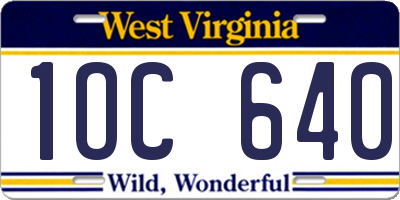 WV license plate 1OC640