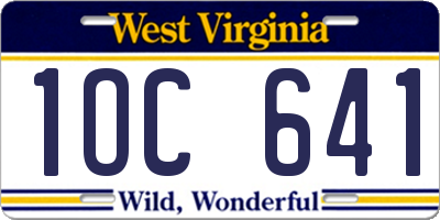 WV license plate 1OC641