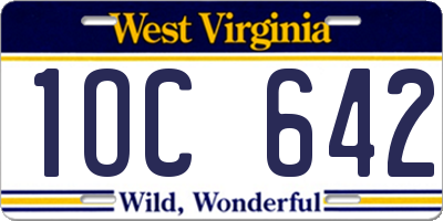 WV license plate 1OC642