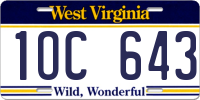 WV license plate 1OC643