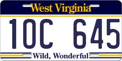 WV license plate 1OC645