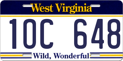 WV license plate 1OC648