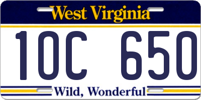 WV license plate 1OC650