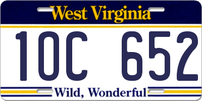 WV license plate 1OC652