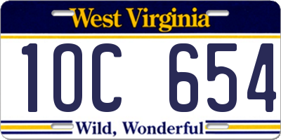 WV license plate 1OC654