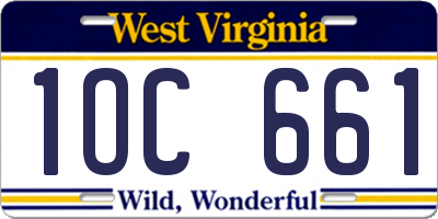 WV license plate 1OC661