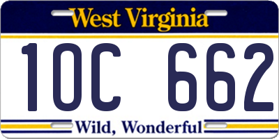 WV license plate 1OC662