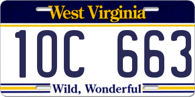 WV license plate 1OC663