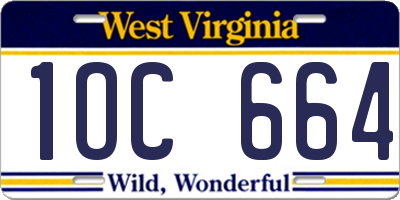 WV license plate 1OC664