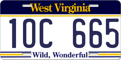 WV license plate 1OC665