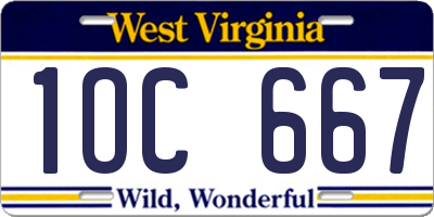 WV license plate 1OC667