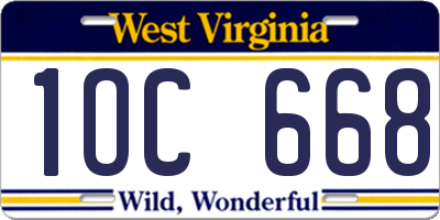 WV license plate 1OC668