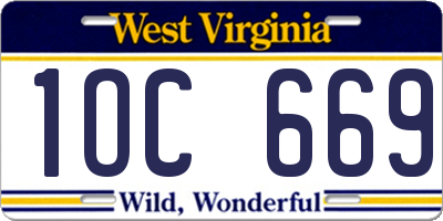 WV license plate 1OC669