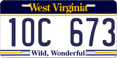 WV license plate 1OC673