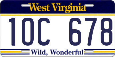WV license plate 1OC678