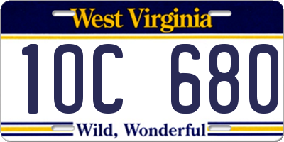 WV license plate 1OC680