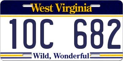 WV license plate 1OC682