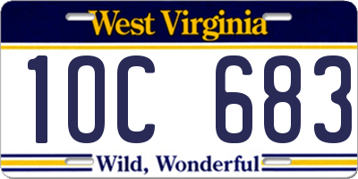 WV license plate 1OC683