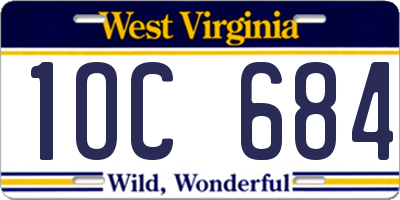 WV license plate 1OC684