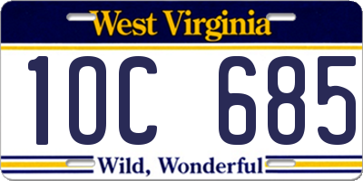 WV license plate 1OC685