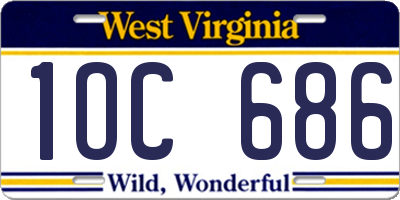 WV license plate 1OC686