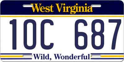WV license plate 1OC687